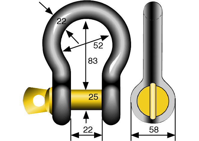 Geschweifter Schäkel 6,5 t hochfest
