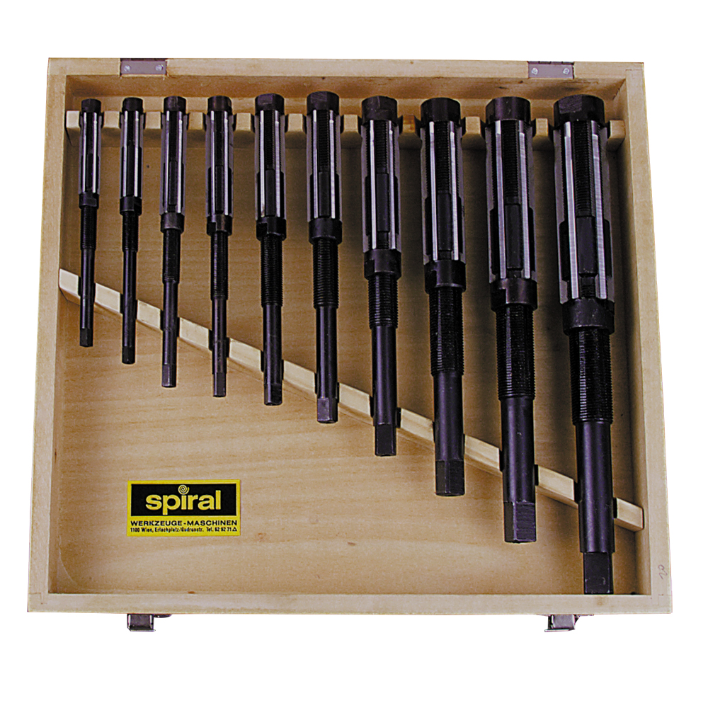 Reibahlensatz 6,50-15,25mm - 10-teilig Holz-Kassette