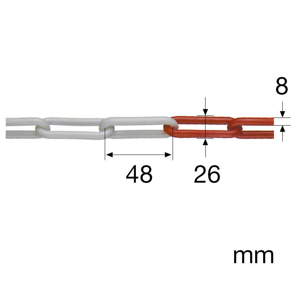 Signalkette - Kunststoff rot/weiß,8mm 25m/Bund