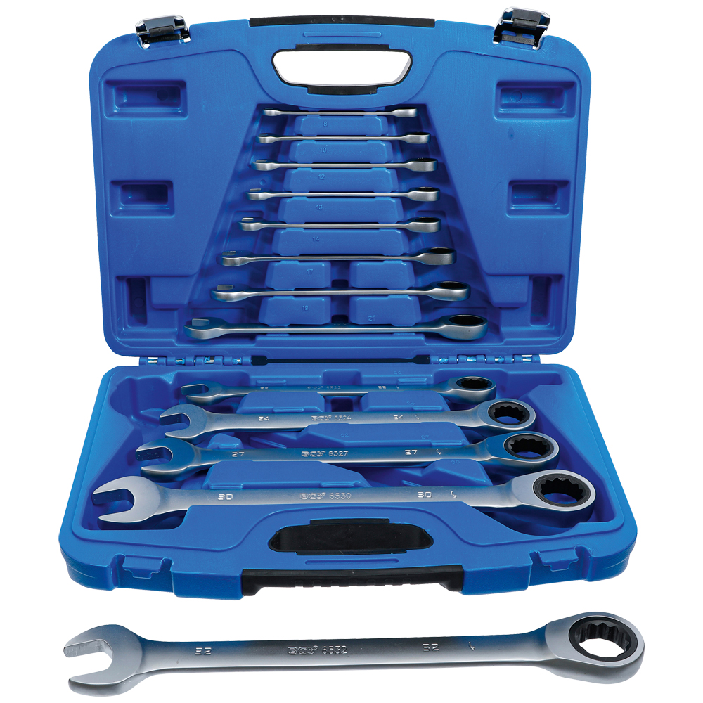 Gabel-Ring-Ratschschl-Satz 13tlg,8-32 verchromt,gerade