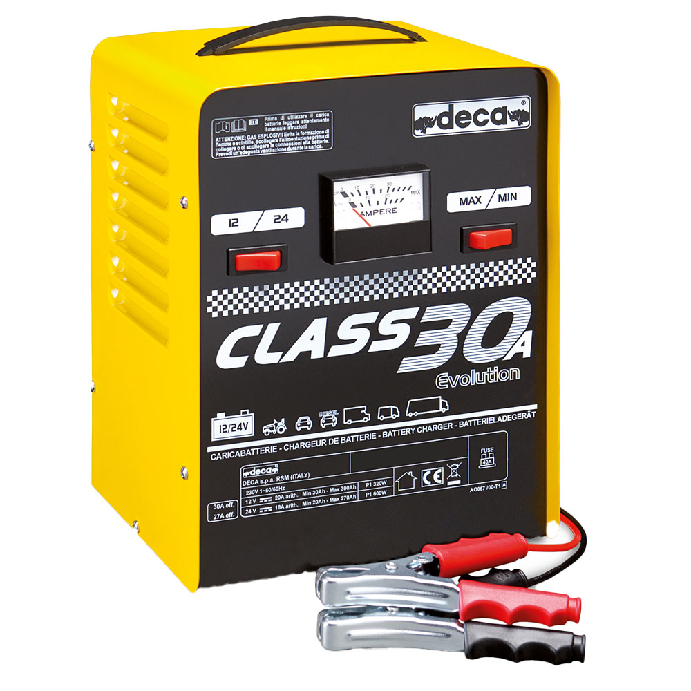 Batterie-Ladegerät 30A/12+24V,mit Ladekabeln+Klipsen,2 Ladestufen