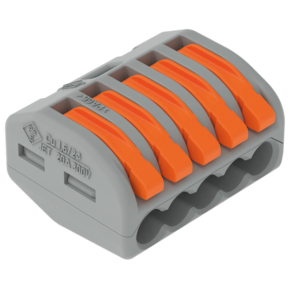 Verbindungsklemme, 5-Leiter-Klemme mit Hebeln, grau 40 Stk. Pkg.