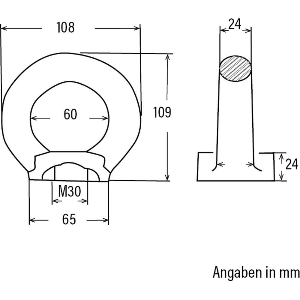 Ringmutter BASIC M30 Tragfähigkeit 12000kg, Güteklasse 8