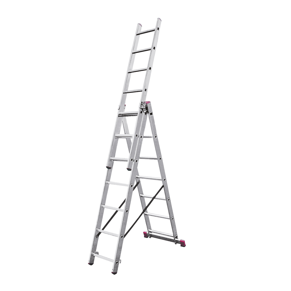 Alu Kombi-Leiter 3-teilig  2,8-6,1m 3x10 Sprossen,Steh-,Schiebe und Anlegeleiter