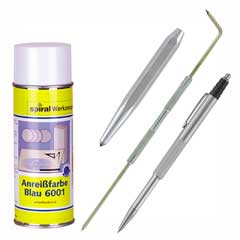 Anreiss+Ankörn-Set,2 HM-Reissnadeln 1 Körner und Anreiß-Spray