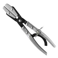 Ratsch-Schlauchklemmzange USA 250mm lang mit Pendelbacken 65mm breit