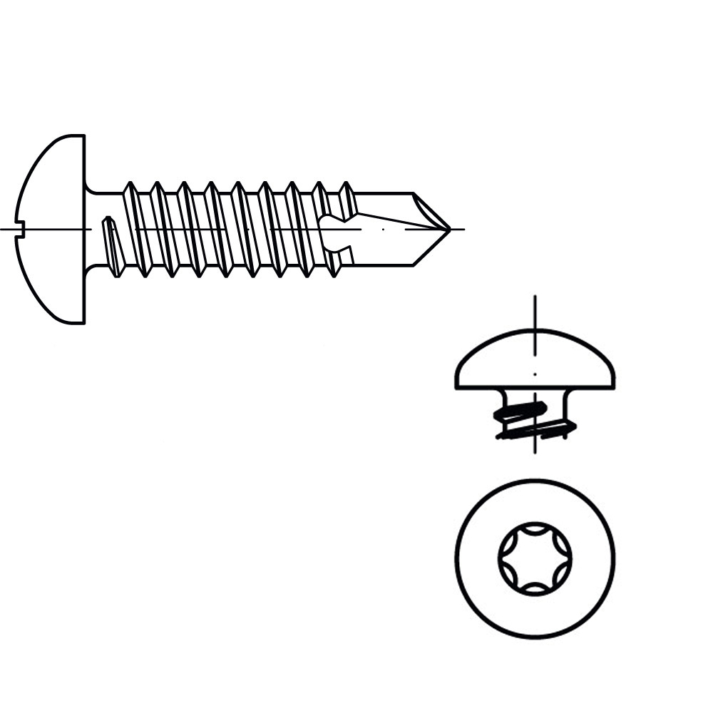 Bohrschraube DIN 7504 A4 3,9 x 16 ROSTFREI LINSENKOPF TX VP=1000
