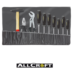 Werkzeugsatz 10-teilig Schraubenzieher Zangen und Hammer in Rolltasche