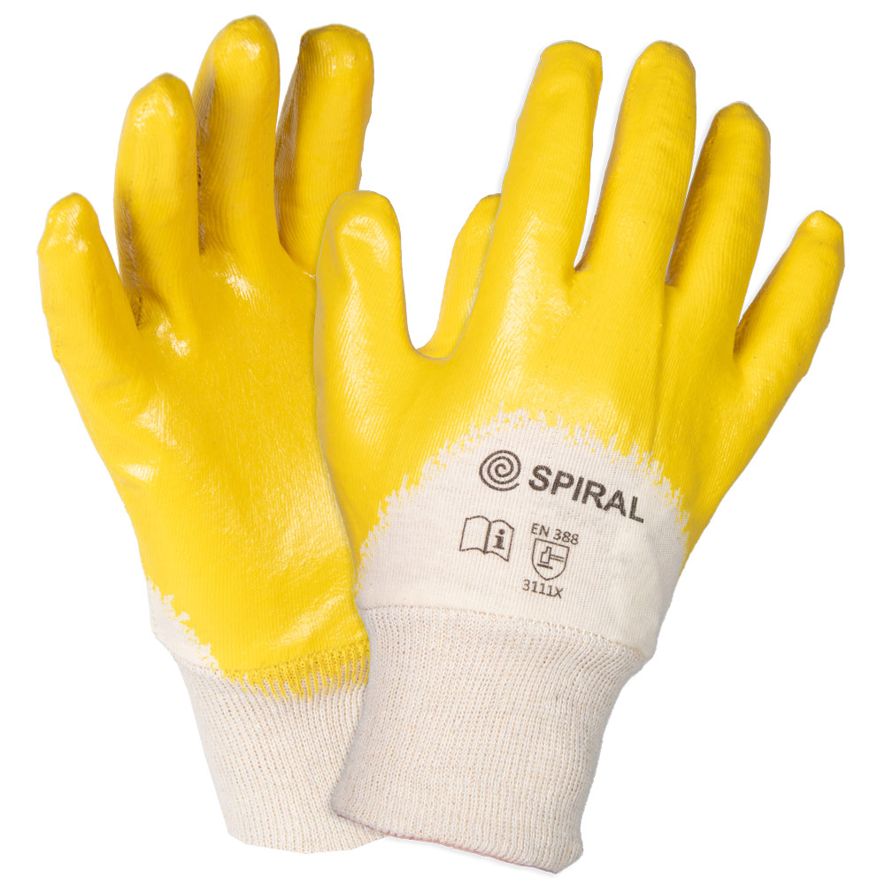 Montagehandschuh Spiral Nitril  gelb G.9 EN 388 3.1.1.1.X Cat.II teilbeschichtet
