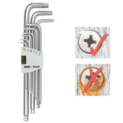 Kugelkopfschlüssel-Satz INOX 9-teilig 1,5-10mm,lange Ausführung