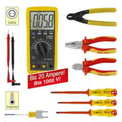 Elektrik Prüf-Mess-Montageset 7-teilig Multimeter+Schraubenzieher+Zangen 1000V