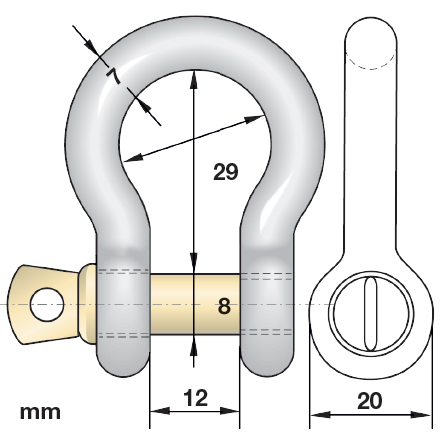 Geschweifter Schäkel 0,5 t hochfest