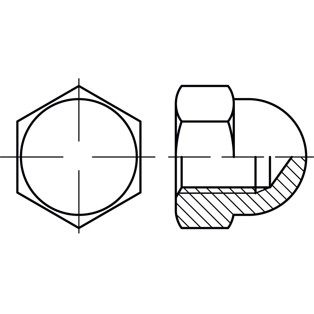 Sechskant-Hutmuttern DIN 1587 6 M 12 A2K GALV. VERZINKT  SW 19 VE=200