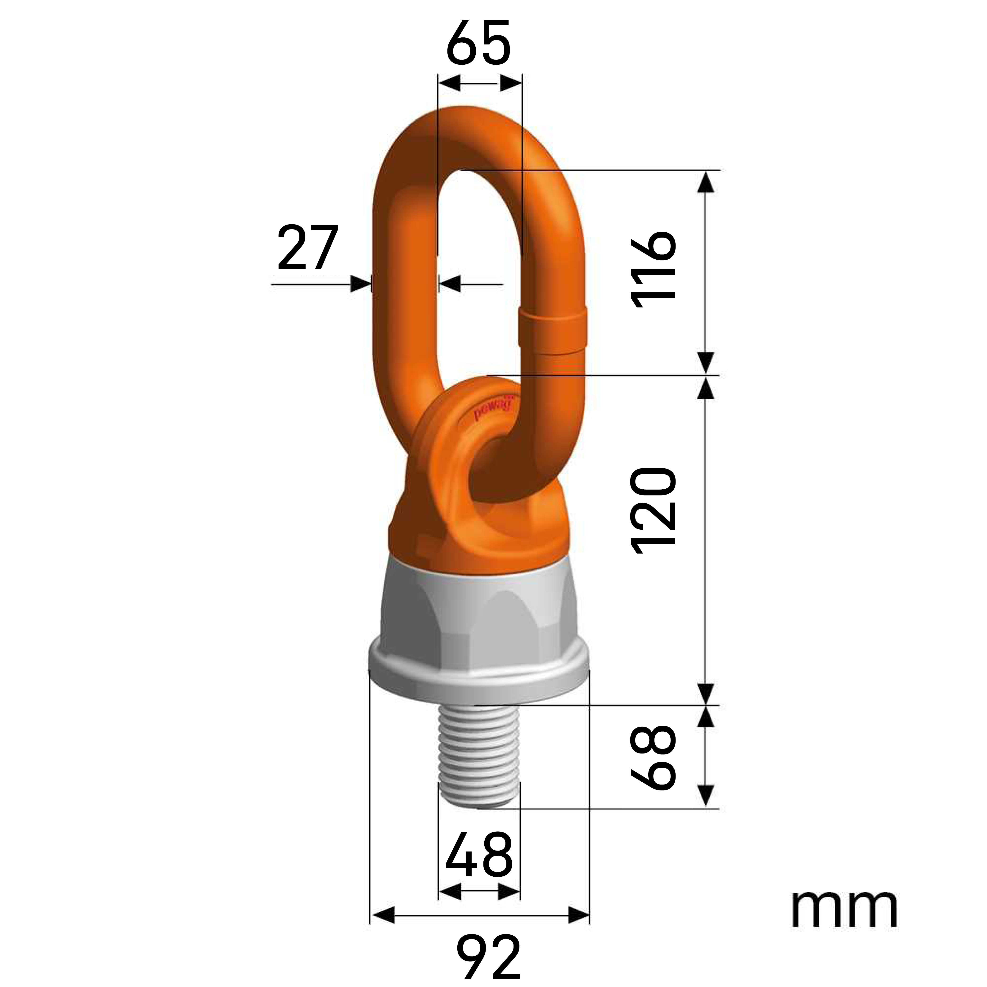 Anschlagpunkt Nicralloy PLD 13,0t - M48 unter Last drehbar