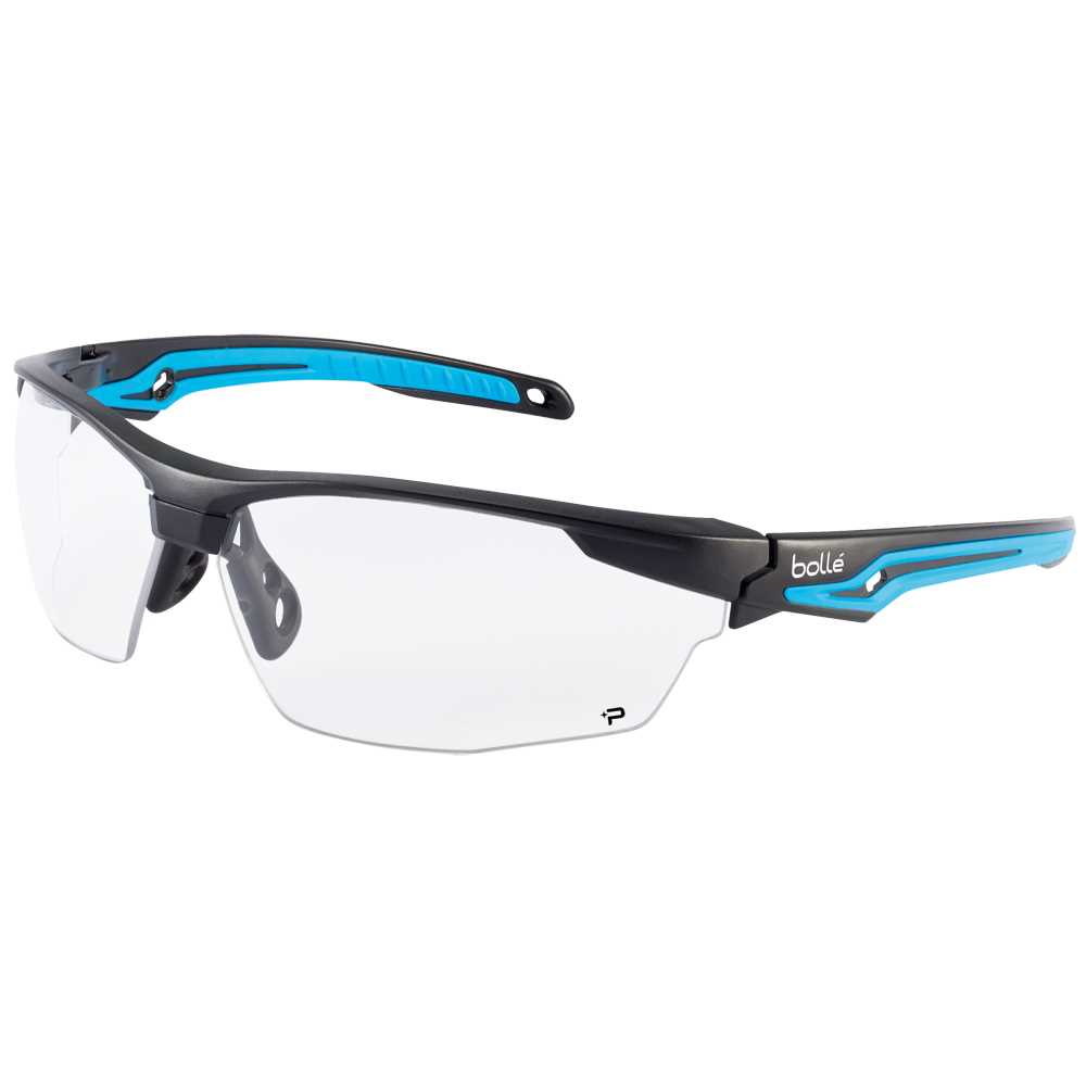 Bügelschutzbrille TRYON klar 52% recyceltes Material, blau/schwarz