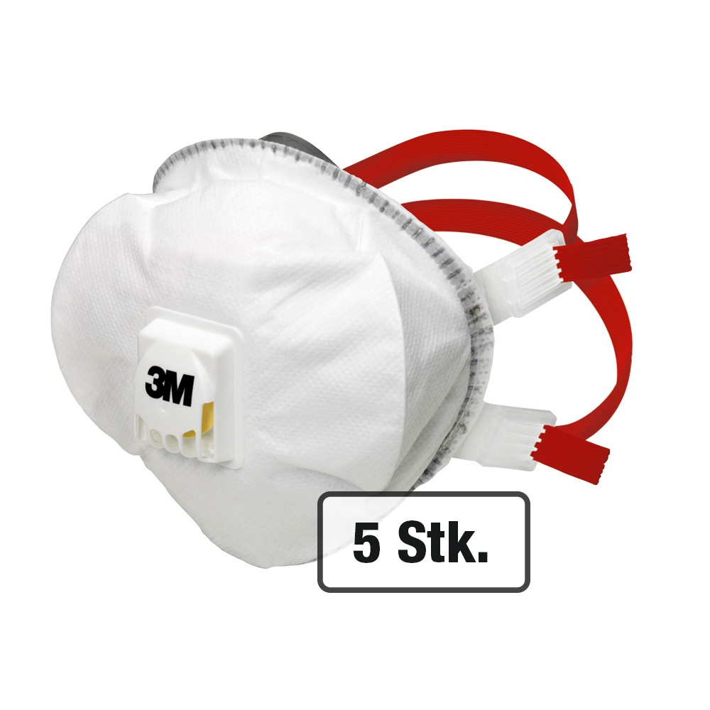Partikel-Korbmaske 3M FFP3, 5 Stück mit Ventil, Modell 8835