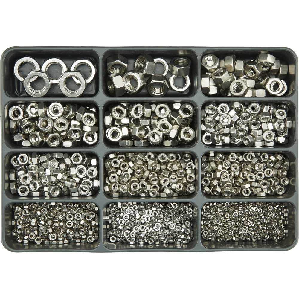 SPIRAL Sortimentkoffer 1.910-teilig Skt.-Muttern DIN 934 A2 Edelstahl