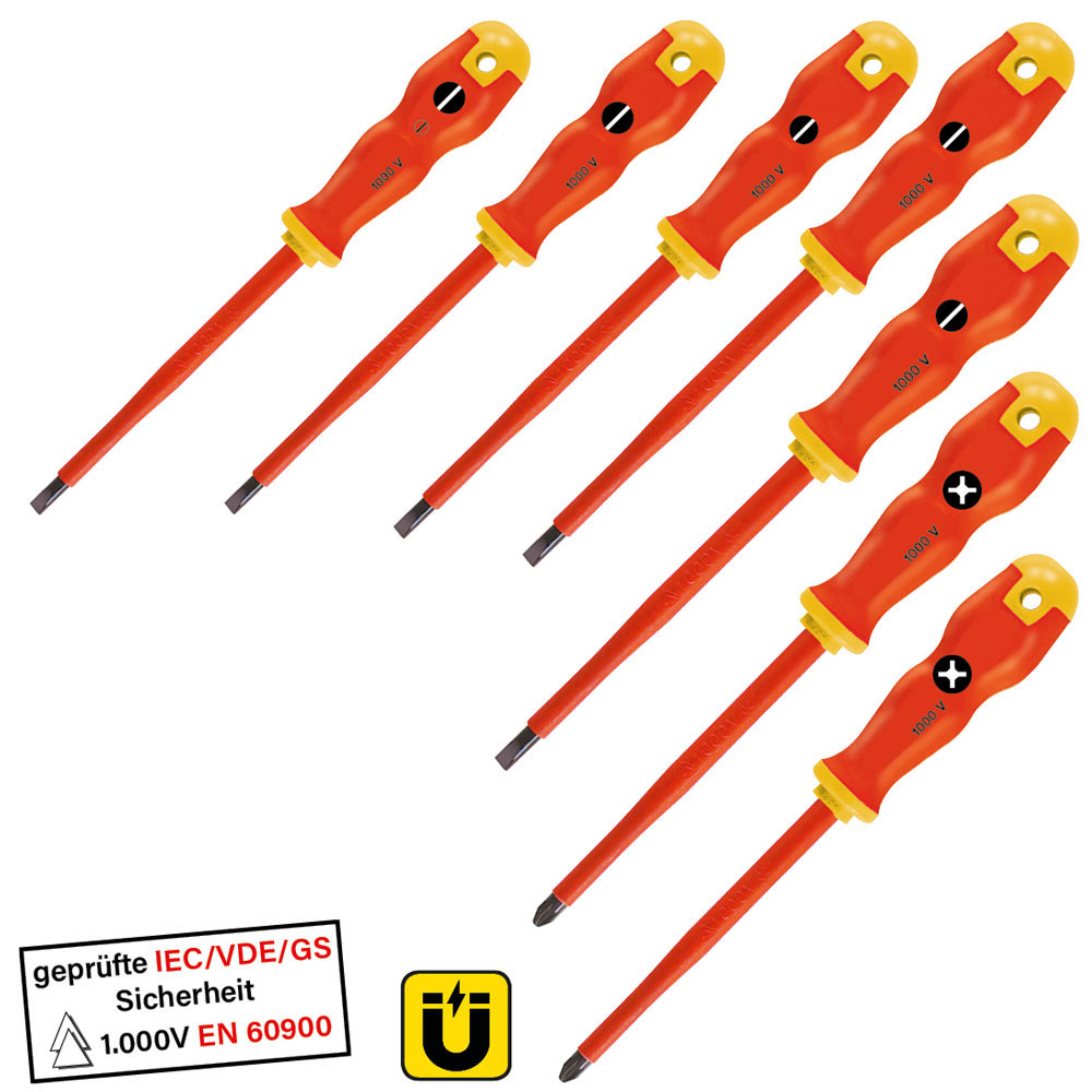 IE-SI GRIP Schraubenziehersatz 7-teilig Antirutsch-Heft,nach EN60900/1000 Volt