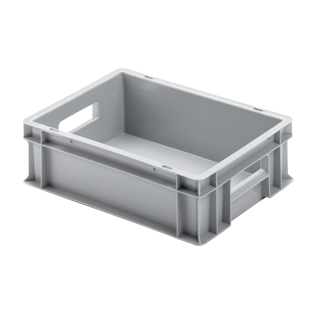 Stapelbehälter 400x300x120mm grau Durchfassgriffe,geschlossene Ausführung