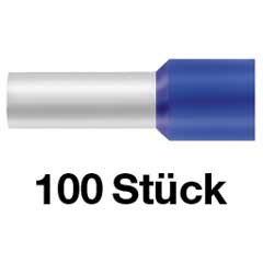 100 Endhülsen 16,0/23mm blau,isoliert