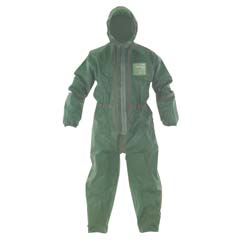 Chemieschutz-Overall grün, Gr. 2XL Typ 3/4/5, EN 1149, EN 14126, mit Kapuze