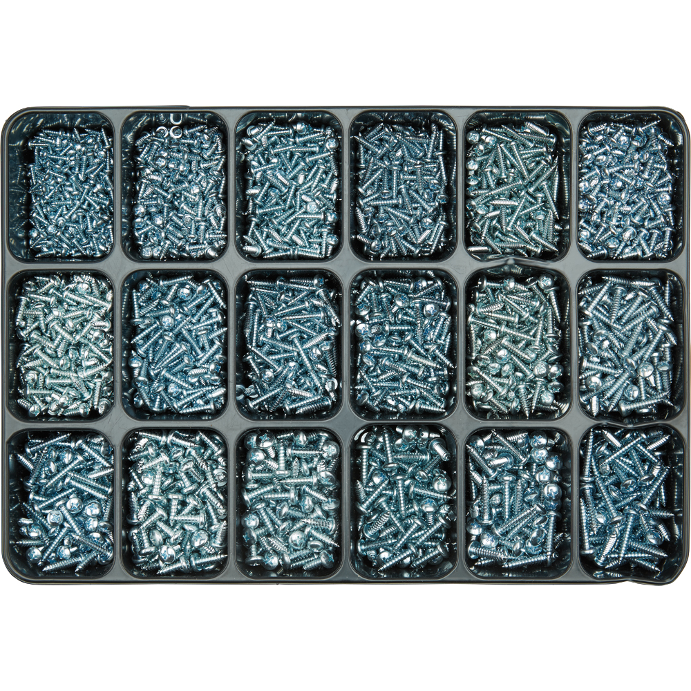 SPIRAL Sortimentkoffer 2.860-teilig Liko-Blechschrauben DIN 7981 vz.blau A2K