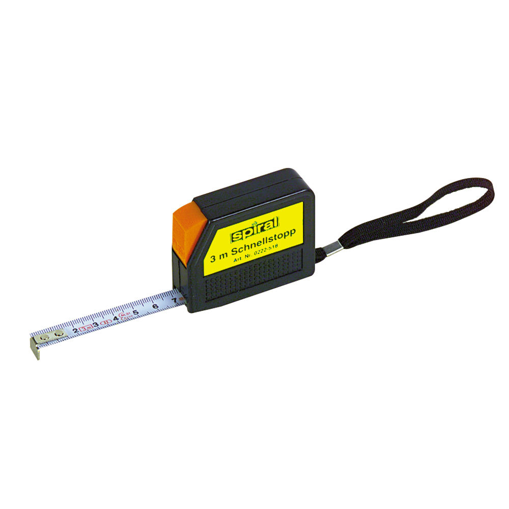 Rollbandmaß 3m,13mm,SCHNELL-STOP,weiß Schlaufe,Automatik-Rücklauf, schlagfest