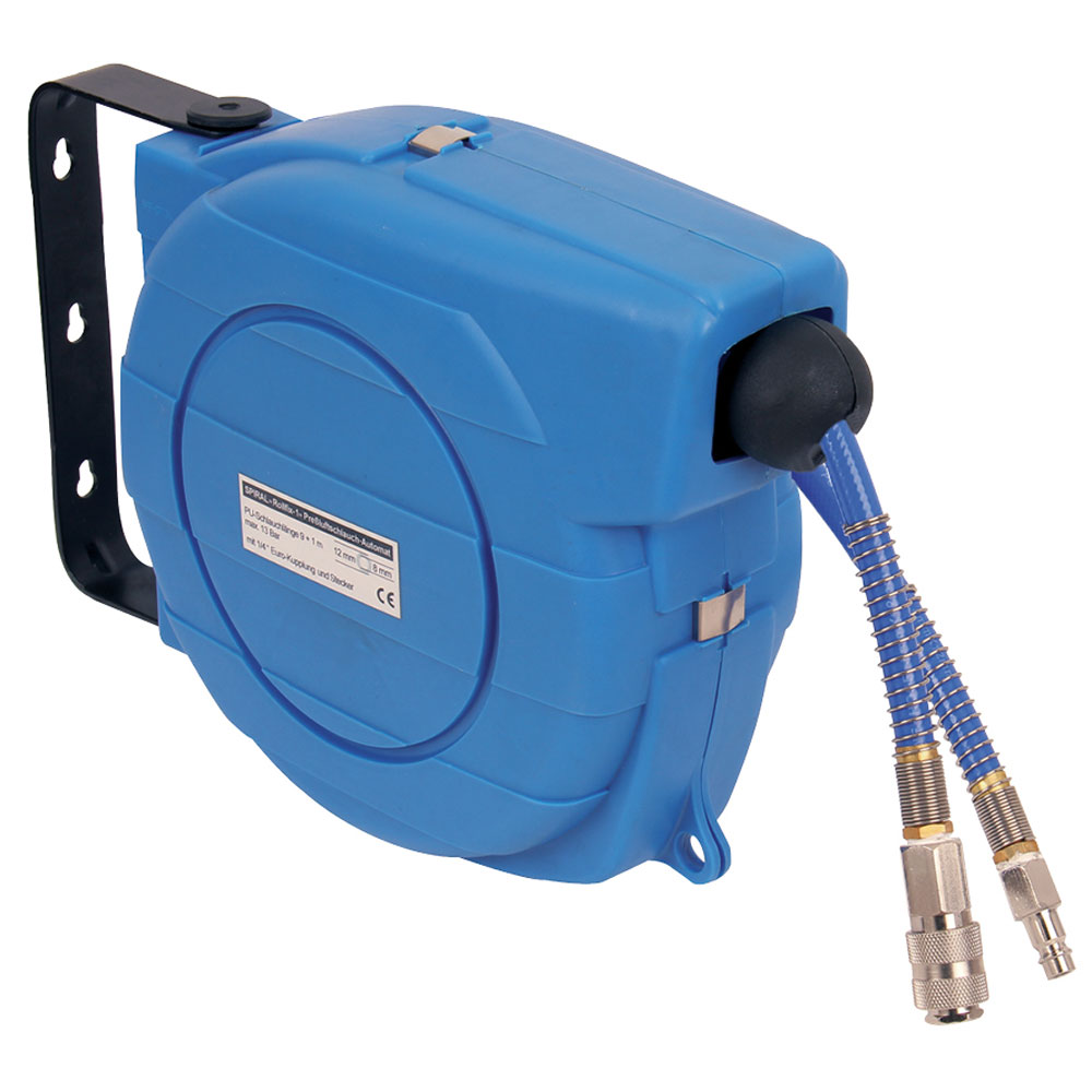 PL.-Schlauchautomat 9+1m/8x12mm/PU- Schlauch,13bar,autom.Rücklauf,Kupplung