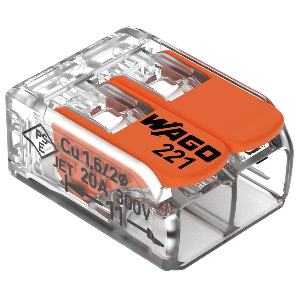 Verbindungsklemme WAGO 4mm², transparent 2-Leiter-Klemme, 100 Stk. Pkg.