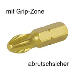 TIN-Grip-Bit 1/4" 25mm PH 3 Antirutsch-Gripkrallzone,TIN-beschichtet