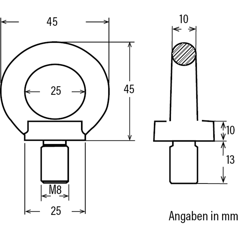 Ringschraube BASIC M8x13mm Tragfähigkeit 800kg, Güteklasse 8