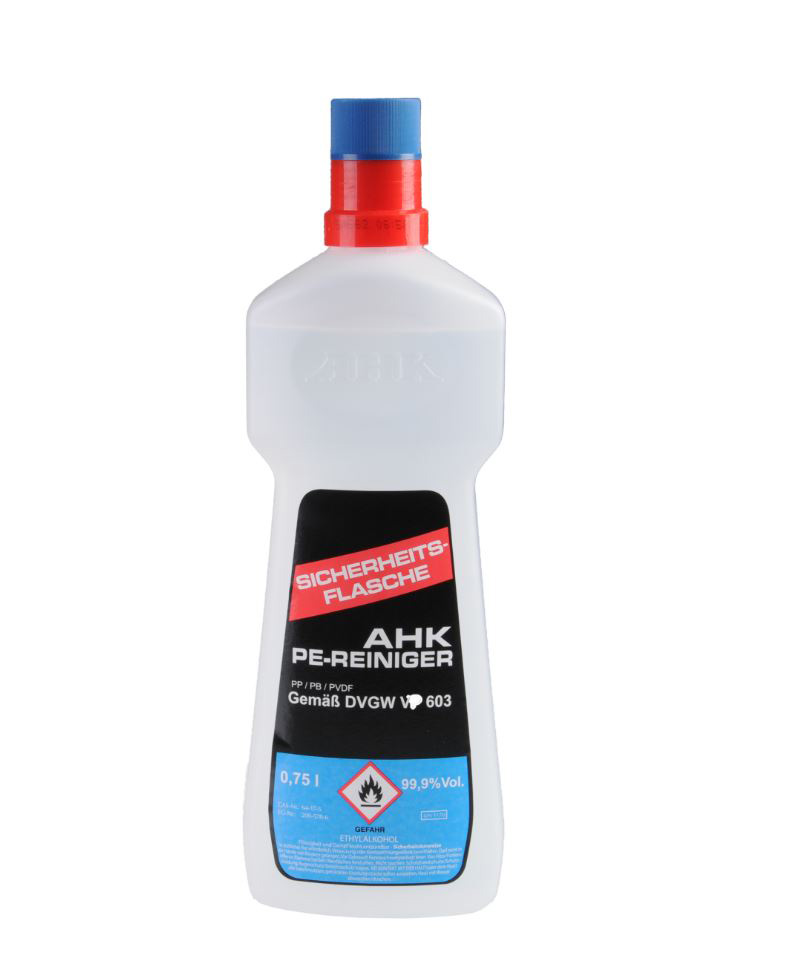 AHK PE-Reiniger 99,9% für PP/PB/PE/PVDF 750ml Sicherheitsflasche, DVGW geprüft