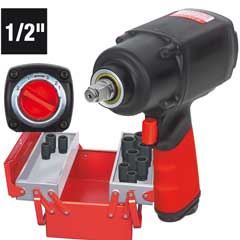 Preßluft-Schlagschrauberset MEGA-POWER 1/2",1350Nm,Schlagnüsse und Koffer