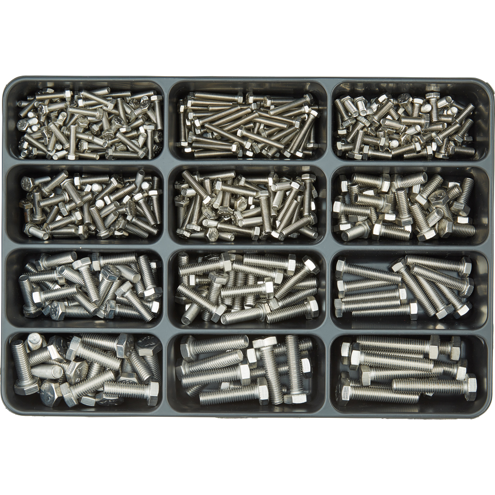 SPIRAL Sortimentkoffer 435-teilig Skt.-Schrauben DIN 933 A2 Edelstahl