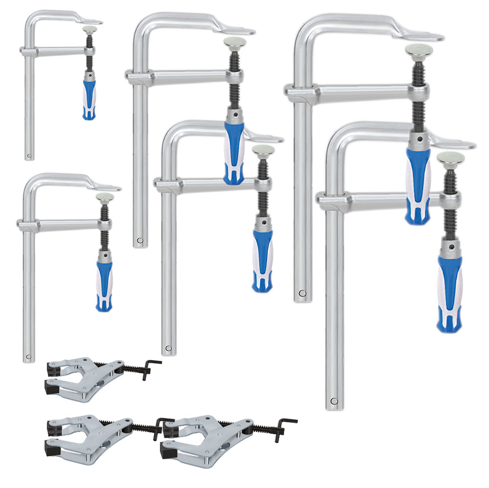 Vario-Griff-Zwingen-Set 9-teilig Stahlzwingen+Schraubfix-Kraftspannzangen