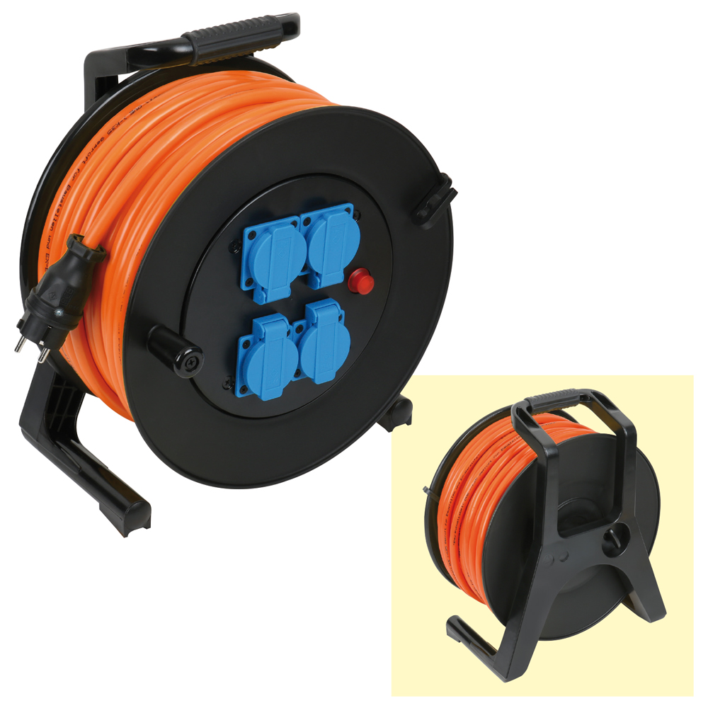 Leitungsroller 230V/16A,25m 3x1,5mm² Bauflex K35,4x230V,IP44,Thermoschutz