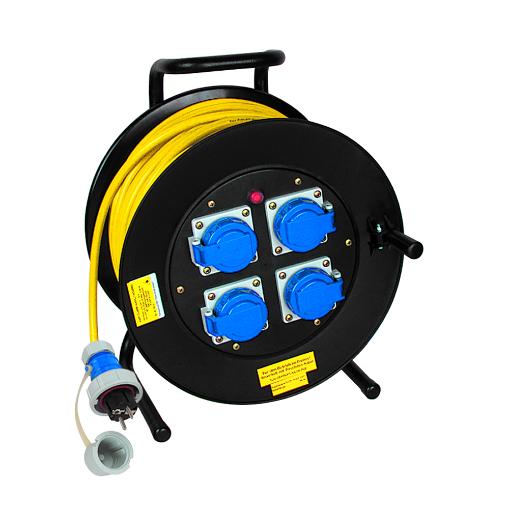 Leitungsroller 230V/16A,25m 3x1,5mm² Baurobust K35,4x230V,IP68,Thermoschalter