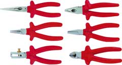 Elektrikzangen-Set EN60900 6-teilig,rot EN-geprüft,2-Farbenisolierung,Rolltasche