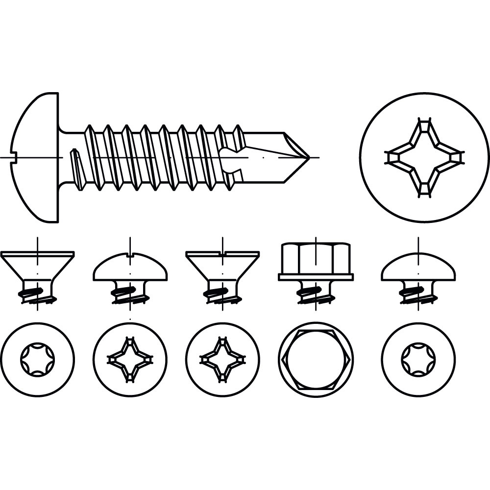 Bohrschraube DIN 7504 ST A2K P 6,3 x 80 GALV. VERZ. SENKKOPF TX VE=100