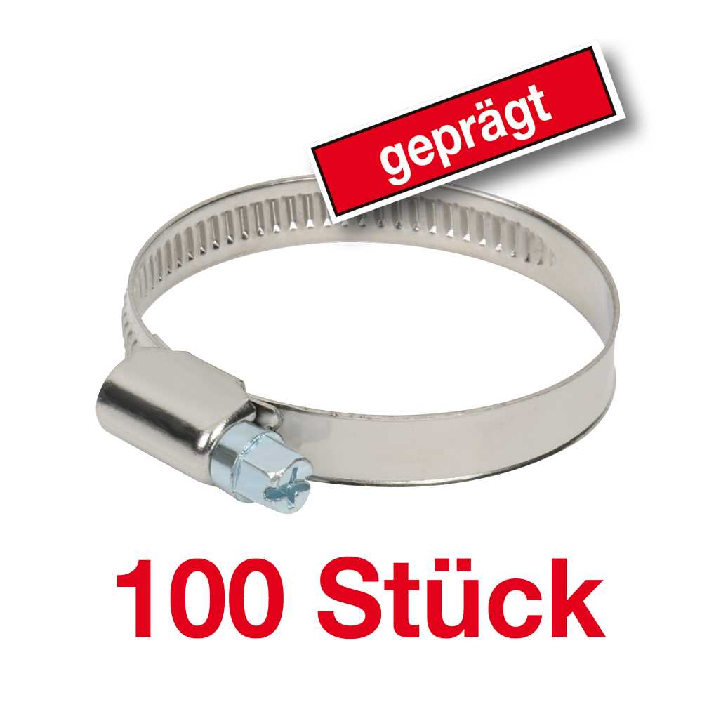 100 Stück Schlauchschellen 9/10-16mm geprägt,SW7,rostfreier Chromstahl