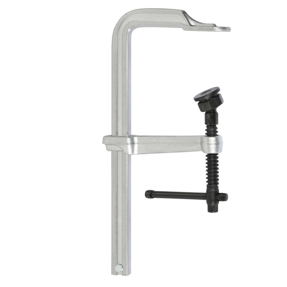 Ganzstahlschraubzwinge 300/120mm glanzvernickelt,Spezial-Gewindespindel