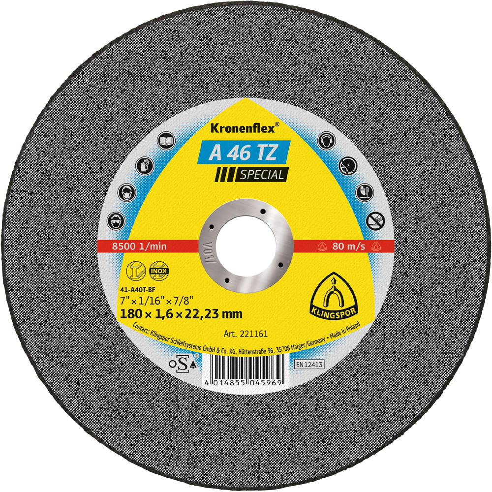 Trennscheibe A46TZ, 180 x 1,6 x 22,23 mm GER