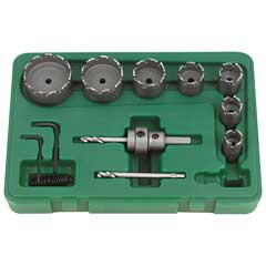 HM-Kernlochsägen-Box 19-51mm,ALL-CUT 10-teilig,inkl.Schaft und Führungsbohrer