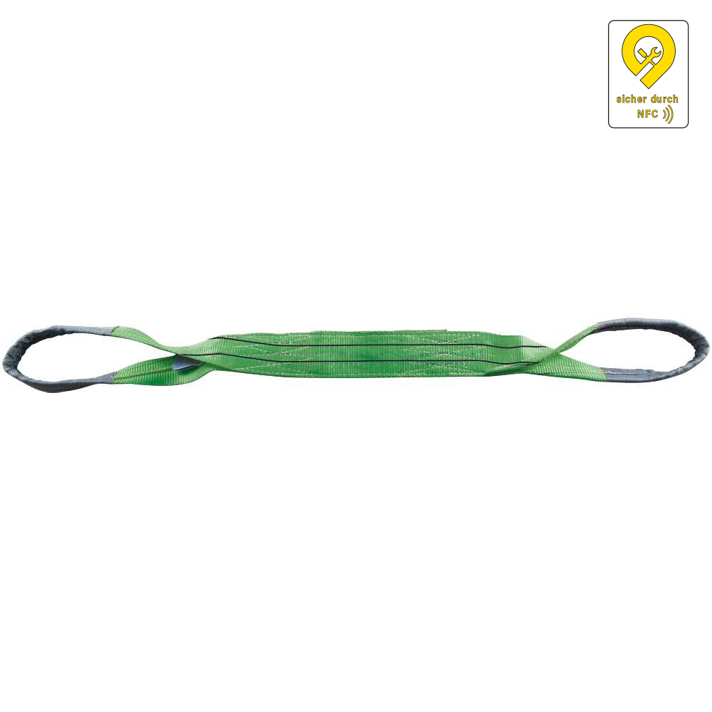 Hebeband RFID grün,60x10.000/WLL 2t Form B2,verst. Endschlaufen,EN 1492-1