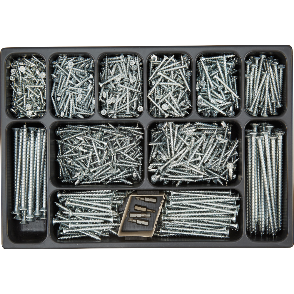 SPIRAL Sortimentkoffer 1.310-teilig SPIRAL+ Senkkopf-Schrauben vz. blau A2K