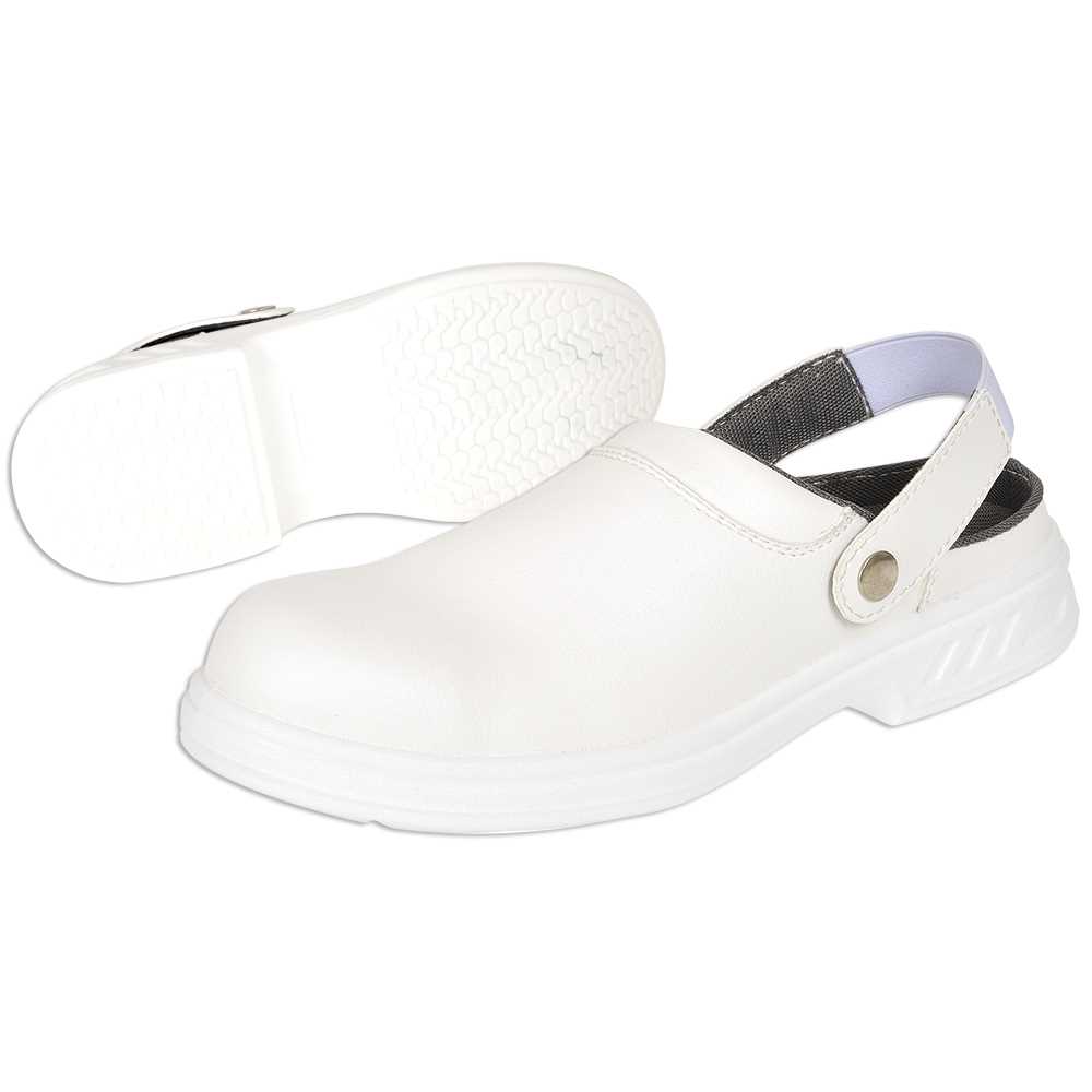 Sicherheits-Clog Klappriemen FW82 Gr.44 EN 20345 SB AE WRU weiss