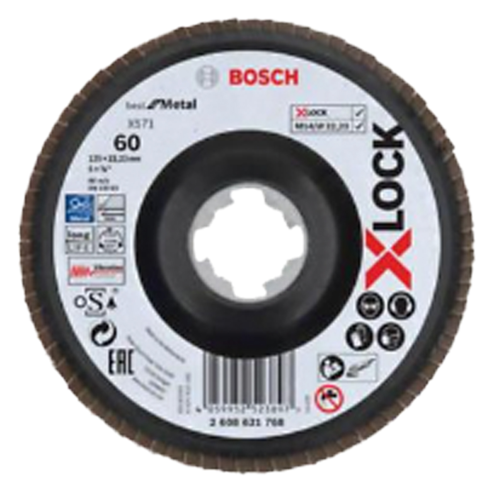 X-LOCK Fächerscheibe BfM 125mm,K120 gek. Bohr.22,23mm/2 608 621 770