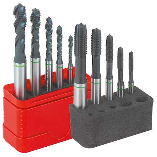 Maschinengewindebohrersatz 10-tlg.M4-M10 für Durchgangslöcher,in Box,GRÜNRING