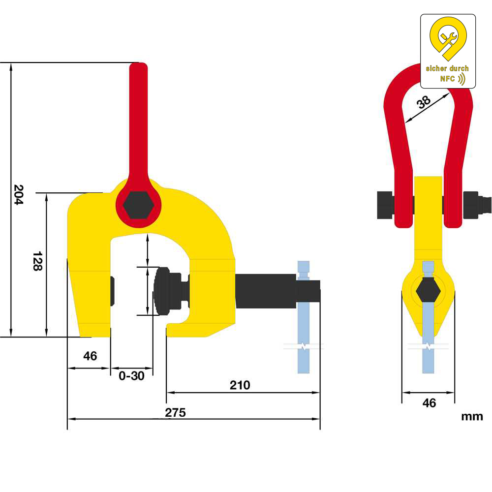 Schraubklemme 1t - vertikal/horizontal Greifbereich 0-30mm
