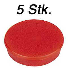 5 Stück Organisationsmagnet rot,36mm Ø für ca.14 Stück DIN-A4 Blätter